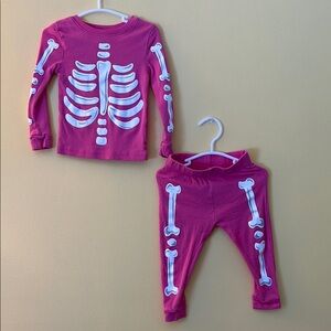 Komar Kids Pink Skeleton Pajama Set glow in the dark